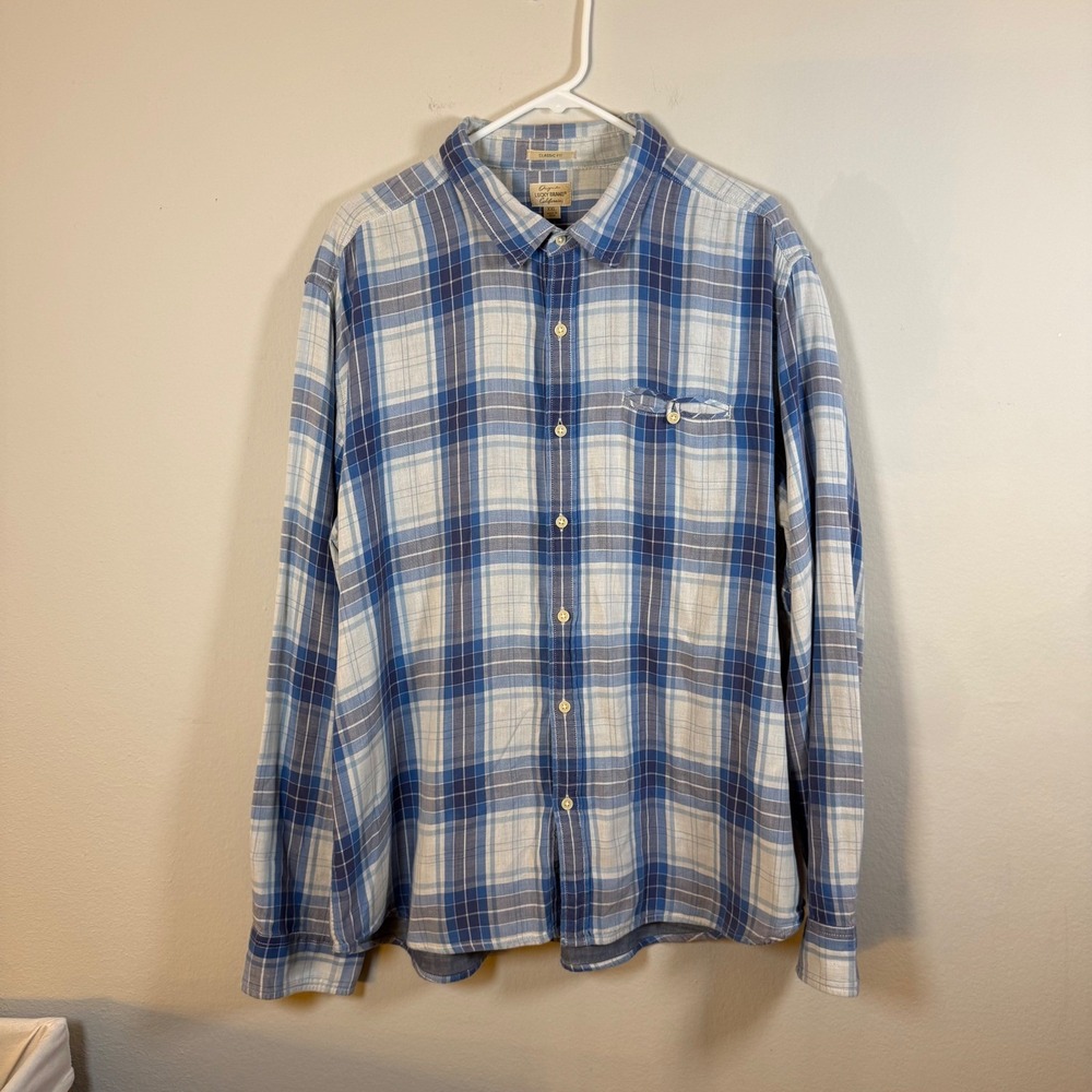 Lucky Brand Mens Plaid Long Sleeve Classic Fit Button Up Shirt XXL
